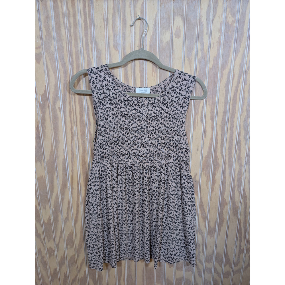 Women's Maternity Long Flowy Tunic / Dress in Pink with Black Bow Print LARGE